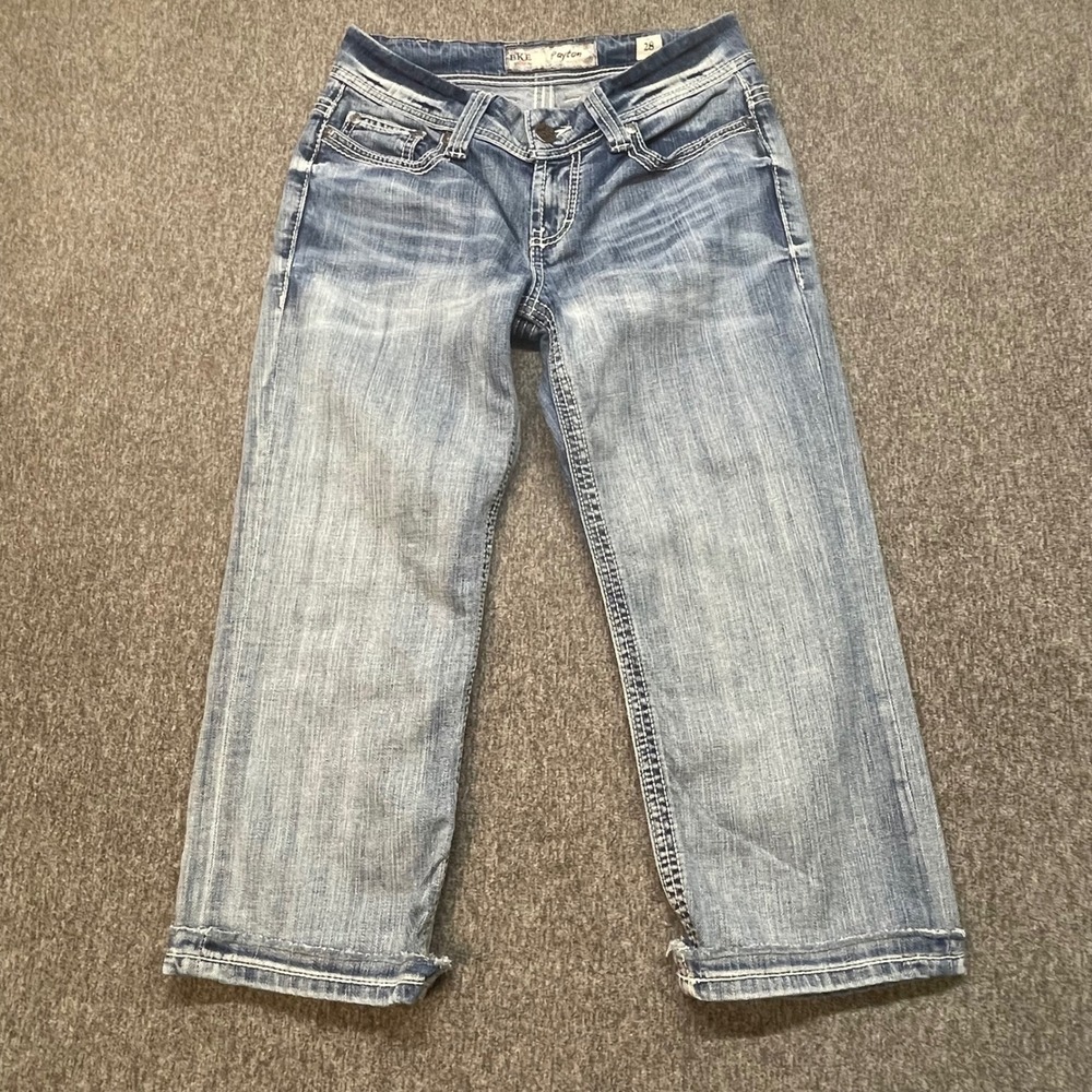 BKE Payton Denim Capri Jeans Womens 28 Blue Stretch Cropped Mid Rise RN75720‎